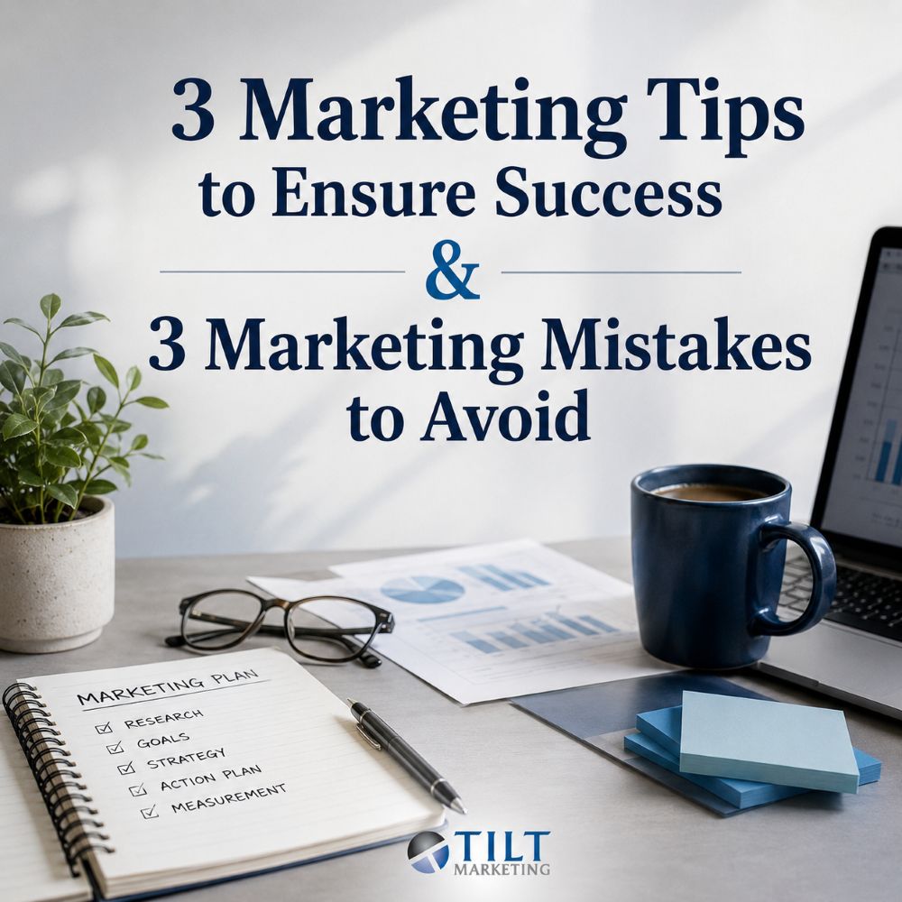 Tilt Marketing graphic sharing practical marketing tips for long-term business success