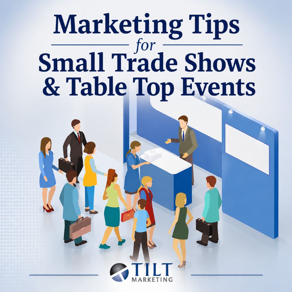 Tilt Marketing trade show marketing graphic with tabletop event strategy tips