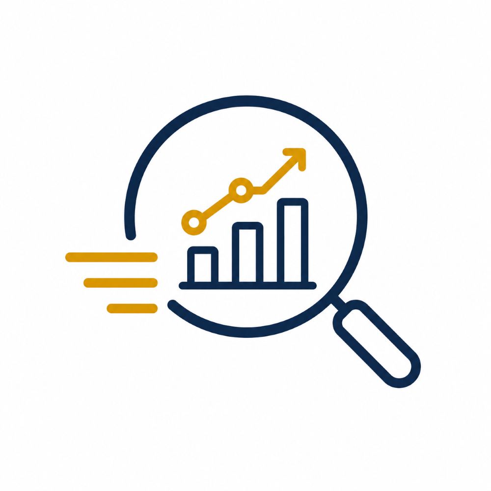 Discovery and research process icon used by Tilt Marketing to identify opportunities and business insights