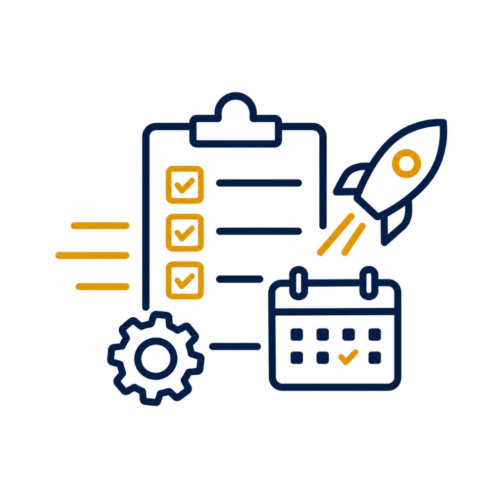 Implementation and management icon representing project coordination and campaign execution