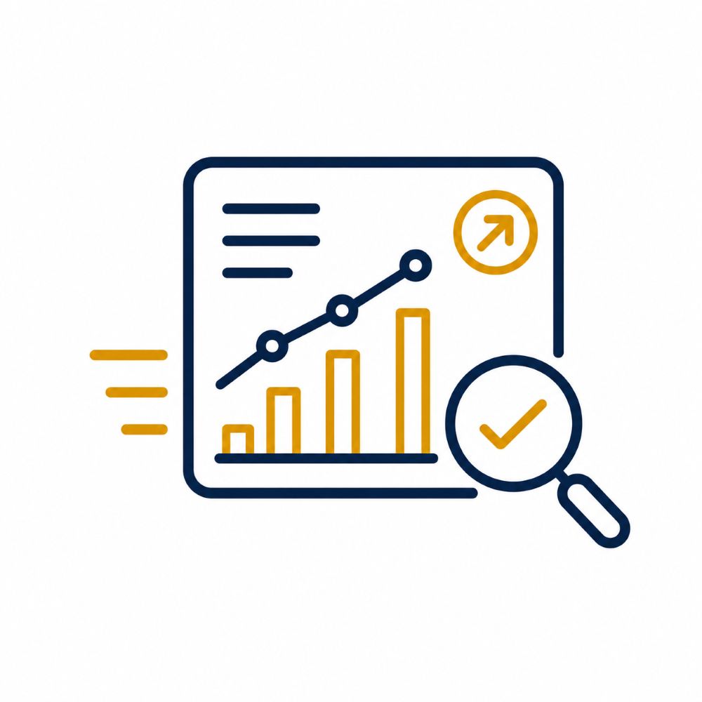 Monitoring and optimization icon representing performance tracking and marketing improvements